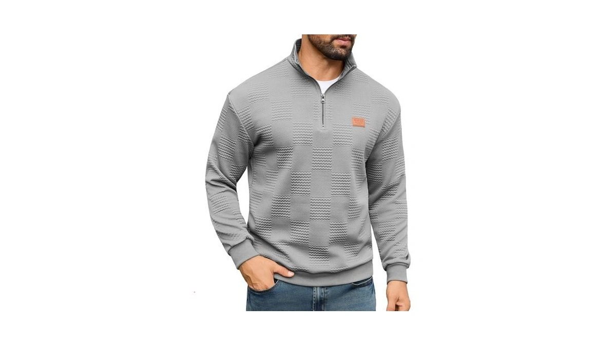 Urru Men's Quarter Zip Pullover Sweatshirt Mock Neck Long Sleeve