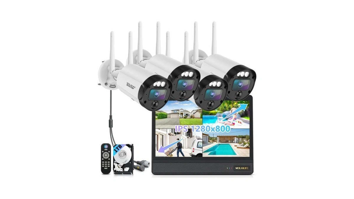 5mp Outdoor Wireless Security Camera System With 10" Hd Monitor
