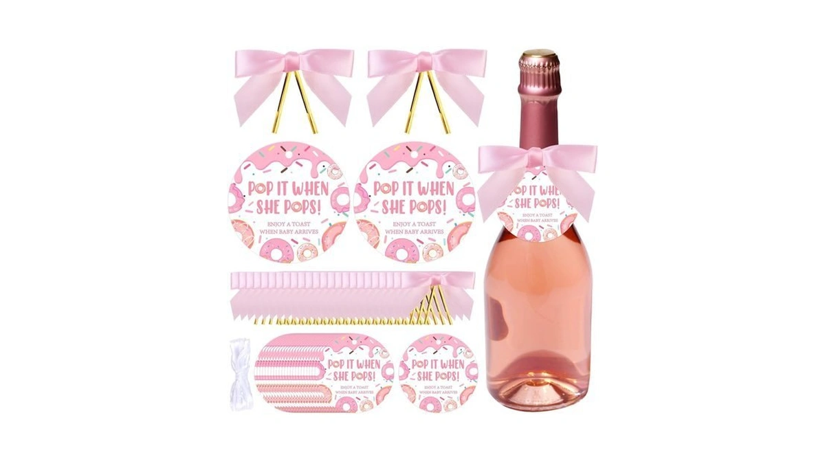 Diartpaint 50 Sets Donut Baby Shower Party Supply Wine Bottle