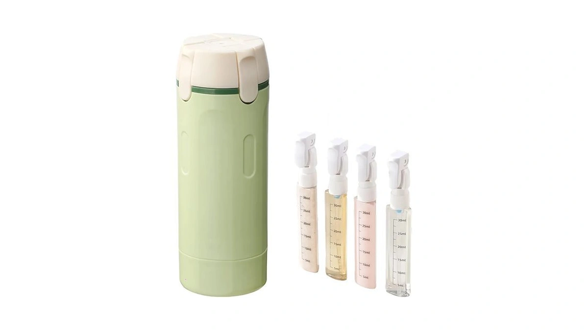 Foutoukeep 4-in-1 Travel Size Toiletries Set, 4oz Leak Proof Cosmetic