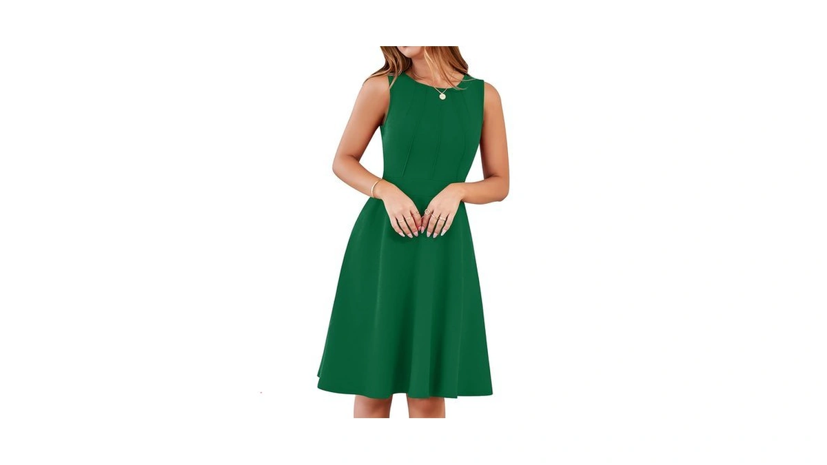 Yathon Fit And Flare Dress For Women Cocktail Crew Neck