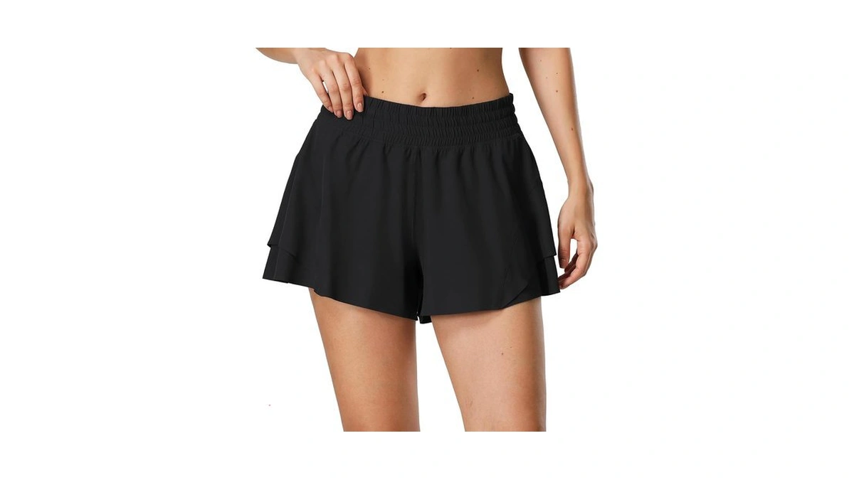 Icyzone Women's High Waisted Workout Shorts With Liner, Lightweight Breathable