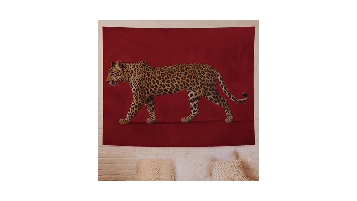 Ytrg Retro Cheetah Leopard Red Wall Tapestry For Home Bedroom