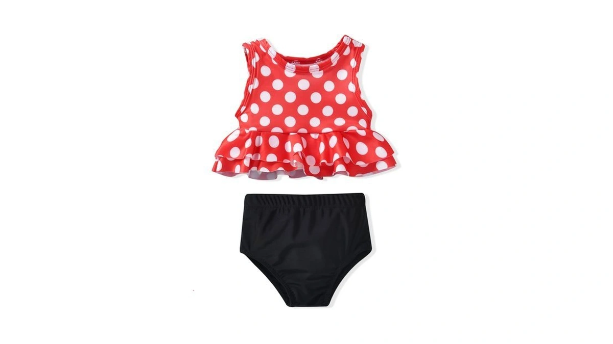 Infant Baby Girls Swimsuit Two Piece Mouse Ruffle Bathing Suit