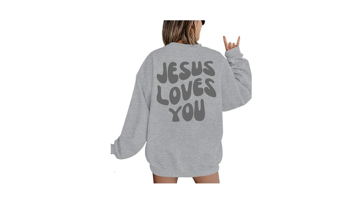 Kelxjia Christian Sweatshirts Women Jesus Loves You Sweatshirt Faith God