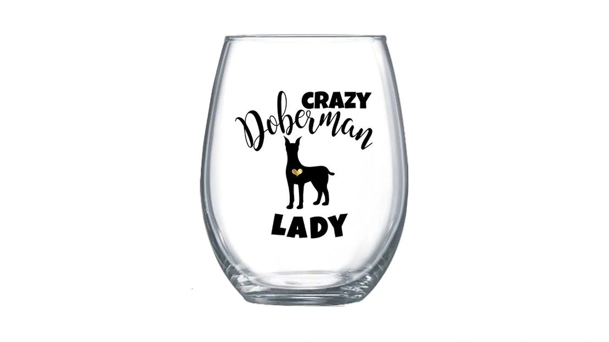 Doberman Gifts For Women Funny Stemless Wine Glass For Her