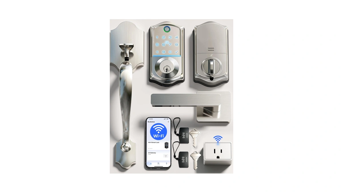Veise Ve017g-h Wi-fi Smart Door Lock Deadbolt With Handle Set,