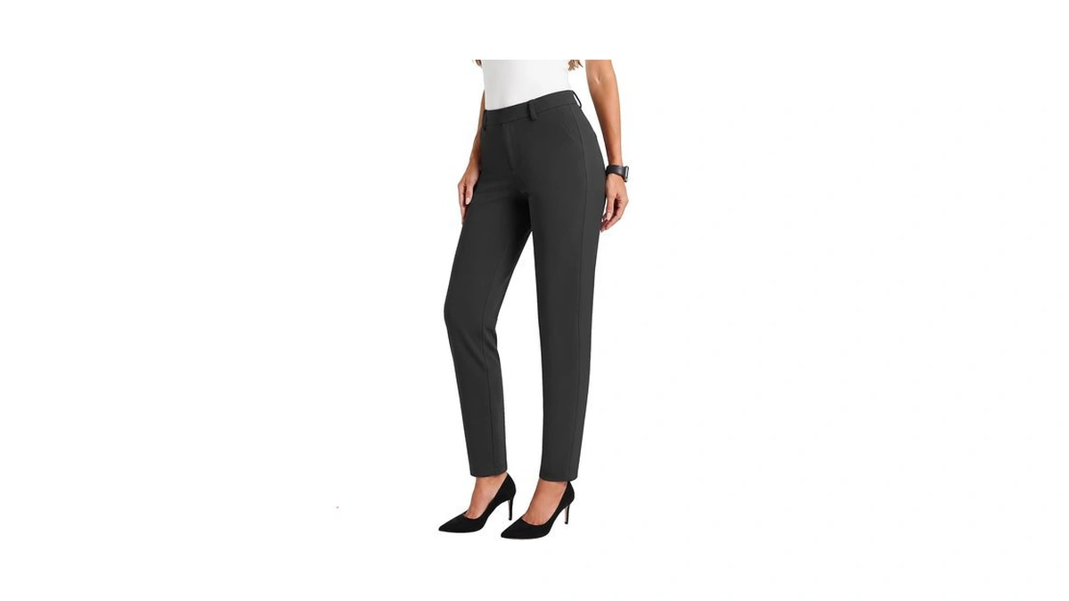 Dlooda Womens Dress Pants Stretchy High Waisted Straight Leg Work