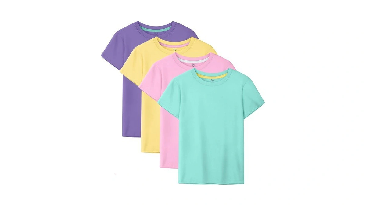 4 Pack Girls Shirts Cotton Short Sleeve T-shirts Kids Tshirts