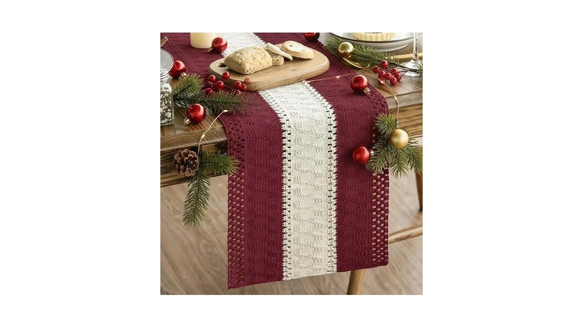 Artoid Mode Red Farmhouse Woven Table Runner 12x36 Inch