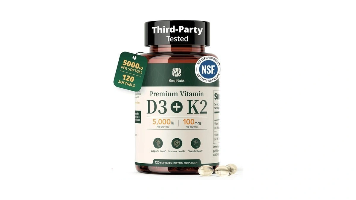 Bienraíz Vitamin D3 K2 5000iu, All-trans Mk-7 100mcg, 120 Softgels