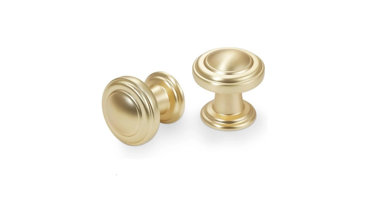 Amasideca 10 Pack Brushed Gold Kitchen Cabinet Knobs Round Zinc