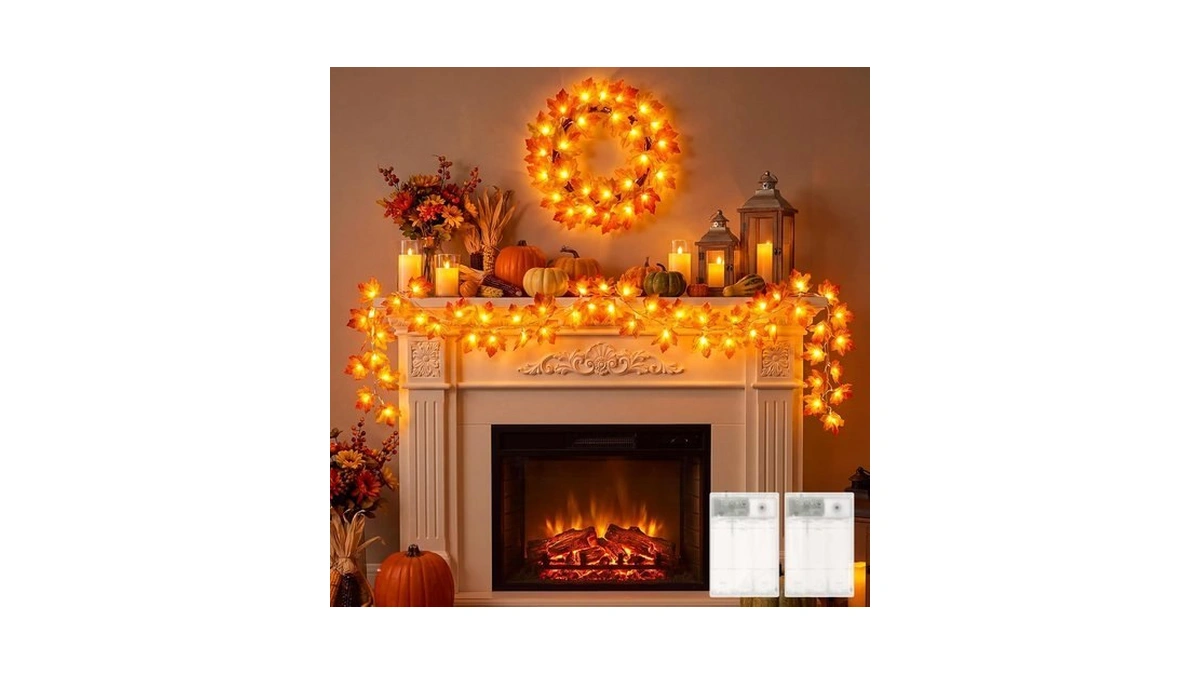 Brightown 2 Pack Fall Garland With Lights Total 20ft 40led