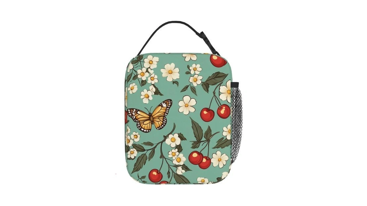 Xlintech Cherry Floral Butterfly Lunch Bag Lunch Box Women Men