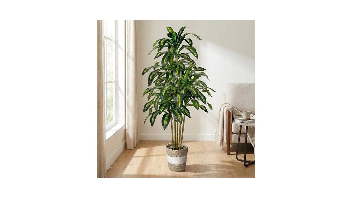 Lucealberi Artificial Dracaena Tree 5ft Tall Fake Plant With Planter&basket