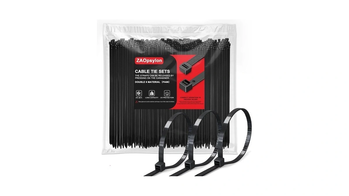 12 Inch Black Zip Ties 1300 Pack, 75 Lbs Tensile