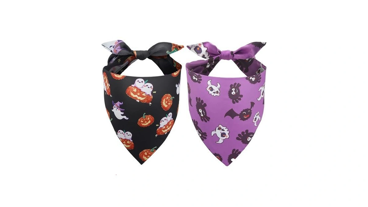 Goherii Halloween Dog Bandanas 2 Pack, L Adjustable Fall Dog
