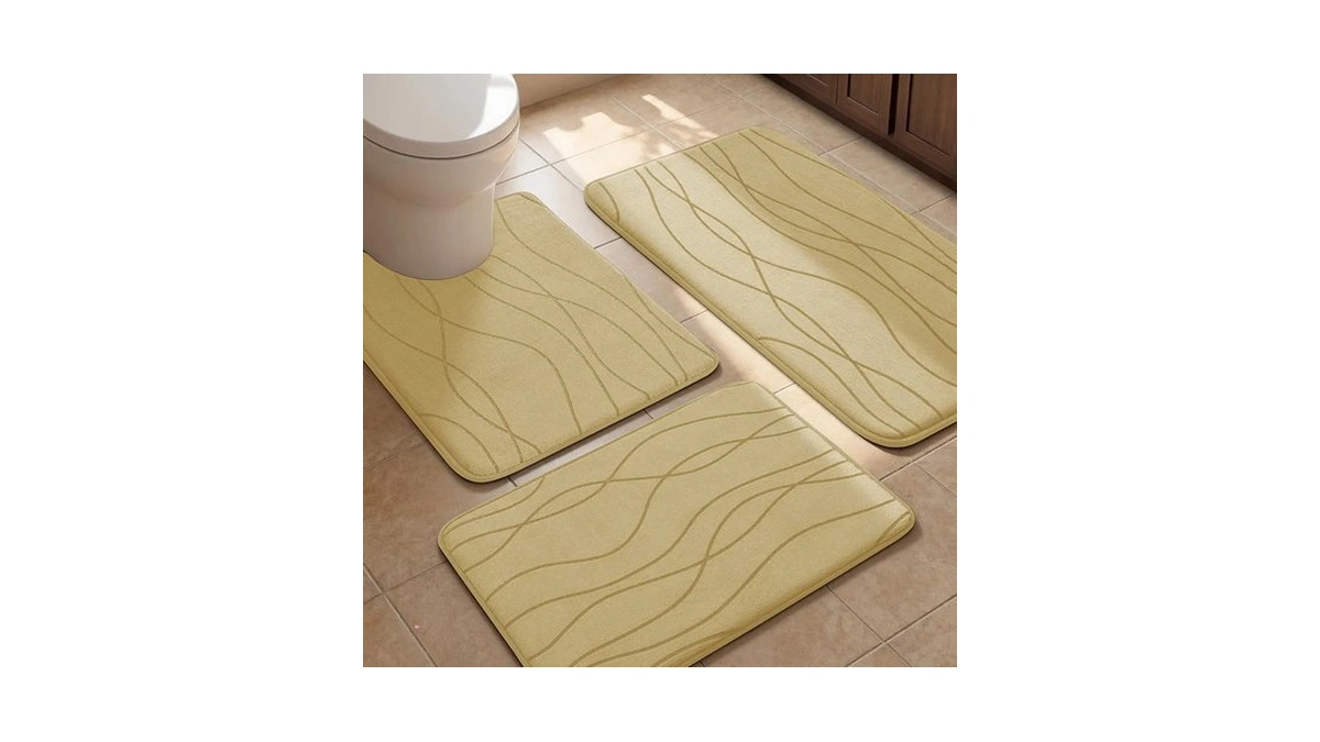 Yihouse Bathroom Rugs Set 3 Piece, Memory Foam Bath Mat