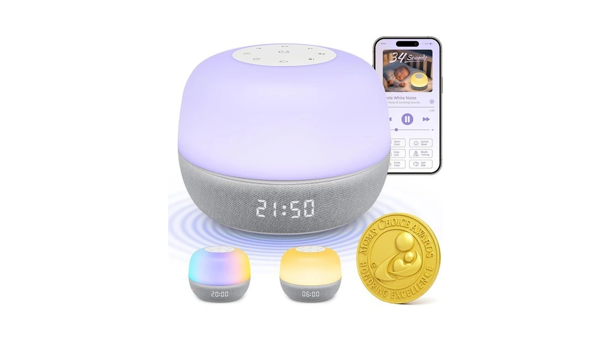 Mewaii White Noise Sound Machine Baby, 34 Sounds, Sunrise Alarm