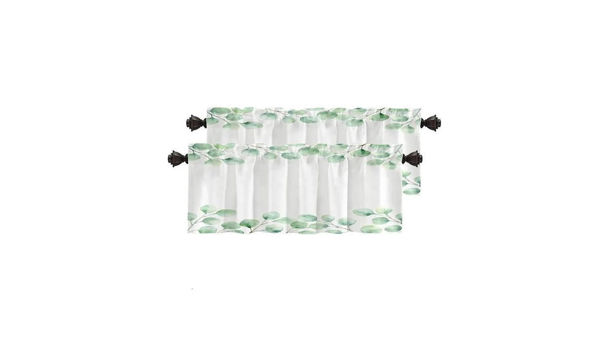 Baonews Watercolor Rustic Floral Kitchen Valances For Windows,white Watercolor Botanical