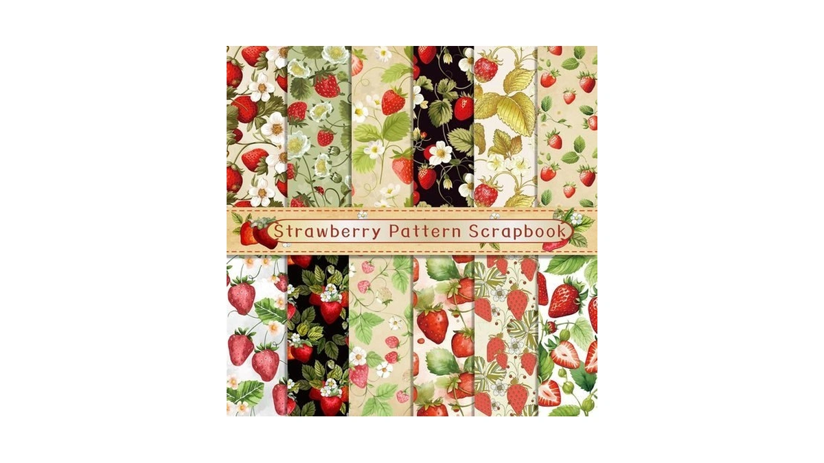 Strawberry Pattern Scrapbook Paper, 11.8x11.8 Double-sided Cardstock Paper