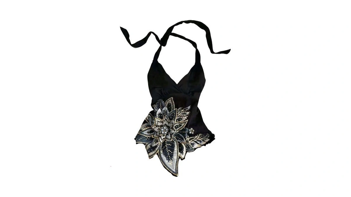 Beaudrm Women's Floral Halter Top Y2k Tie Open Back Sleeveless
