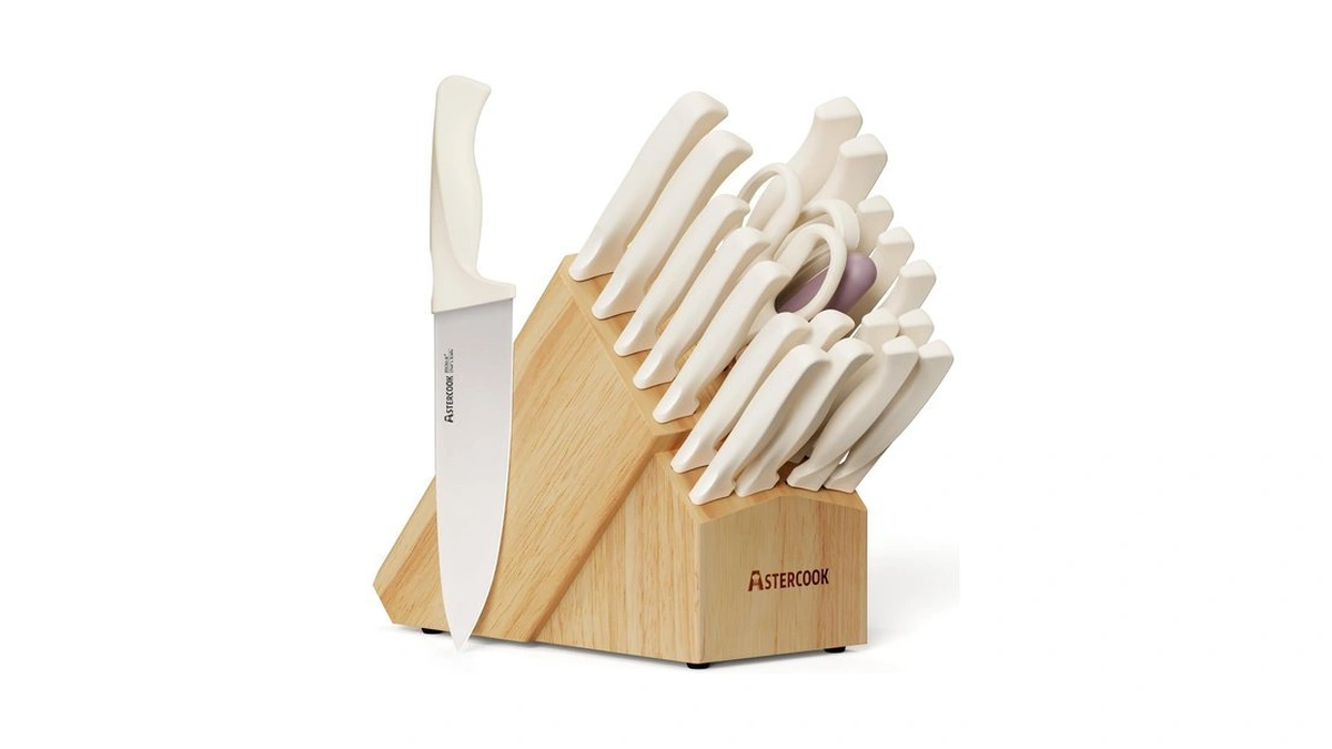 Knife Set, Astercook 22-piece Kitchen Knife Set With Sharpener Block,