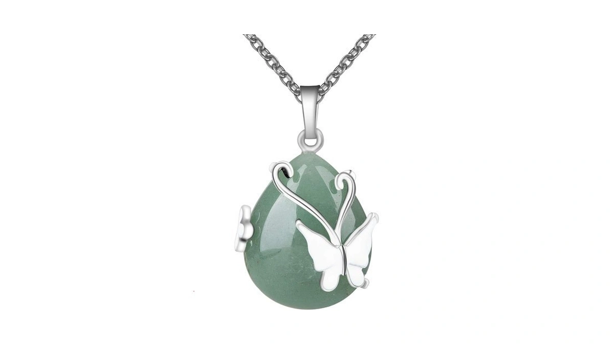 Bivei Crystal Butterfly Necklaces For Women - Green Aventurine