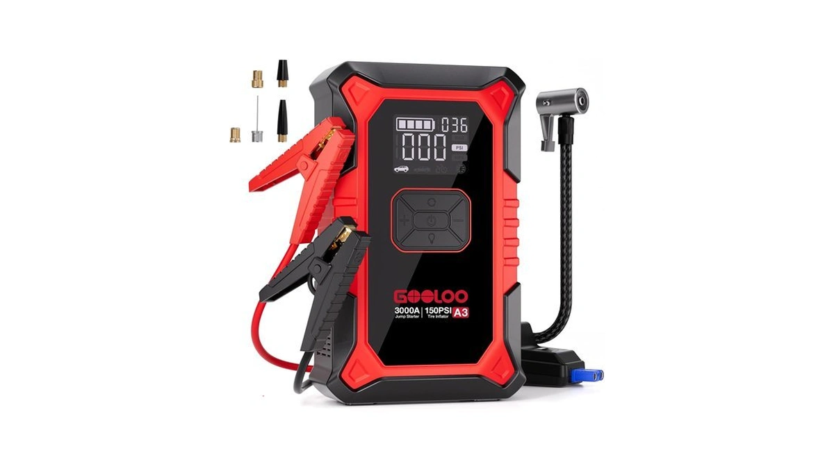Gooloo A3 12v 3000a Portable Jump Starter With Air Compressor