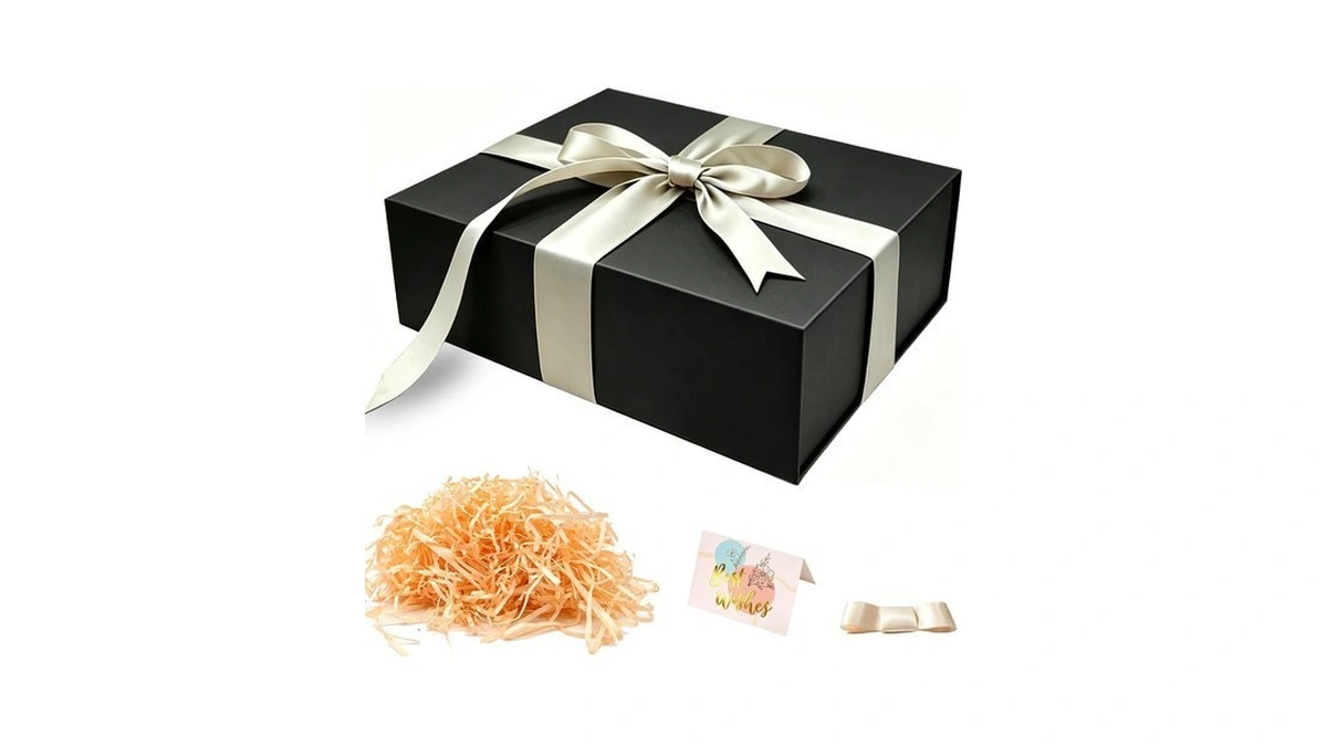 Gift Boxes 10.5x7.7x3.2in With Magnetic Lids, Satin Ribbon, Paper Filler,