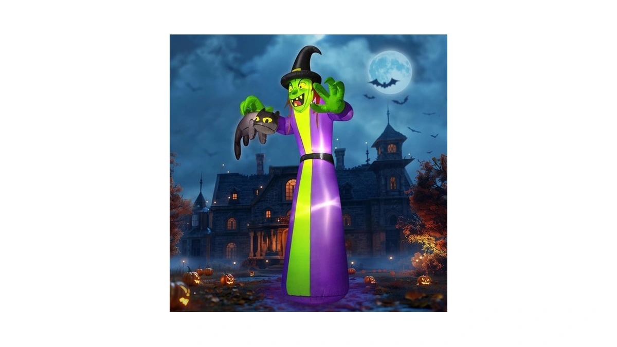 Zukakii 12ft Giant Halloween Inflatables Witch Outdoor Decorations, Huge Halloween