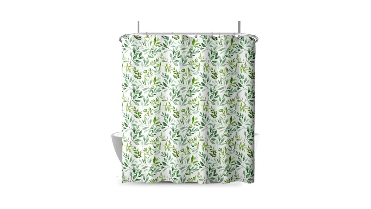 Cneztholim Green Eucalyptus Leaf Shower Curtain 72x72 Inch With 12