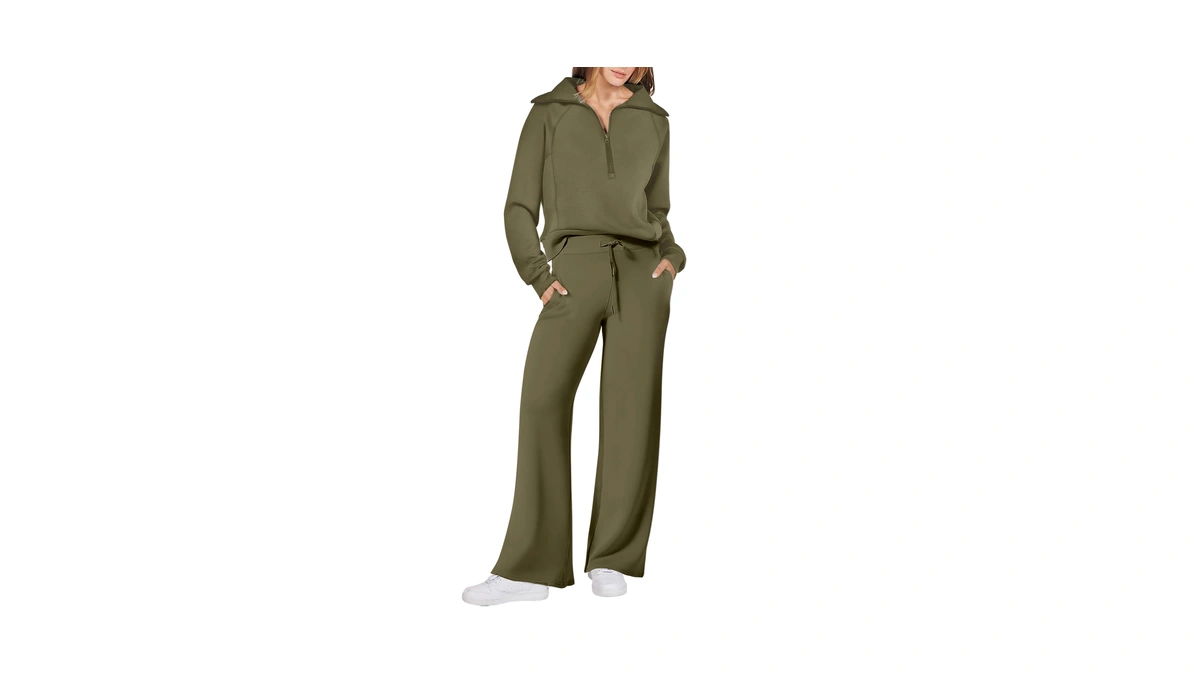 Anrabess Women 2 Piece Set Sweatsuits Lounge Fall Outfits,olive,xl