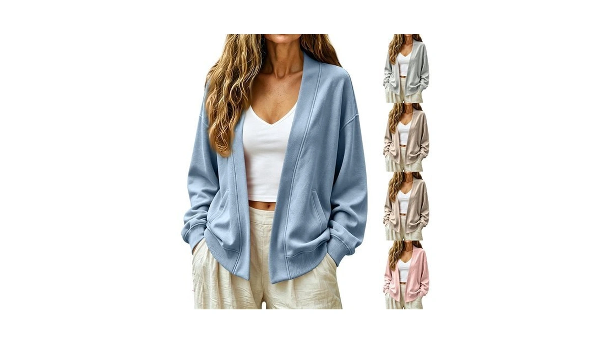 Oversized Sweatshirt For Women Comfort Open Front Cardigan Outwear