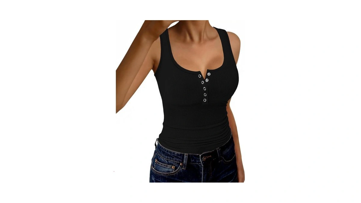 Gkbk Womens Backless Henley Tank Tops Scoop Neck Low Cut