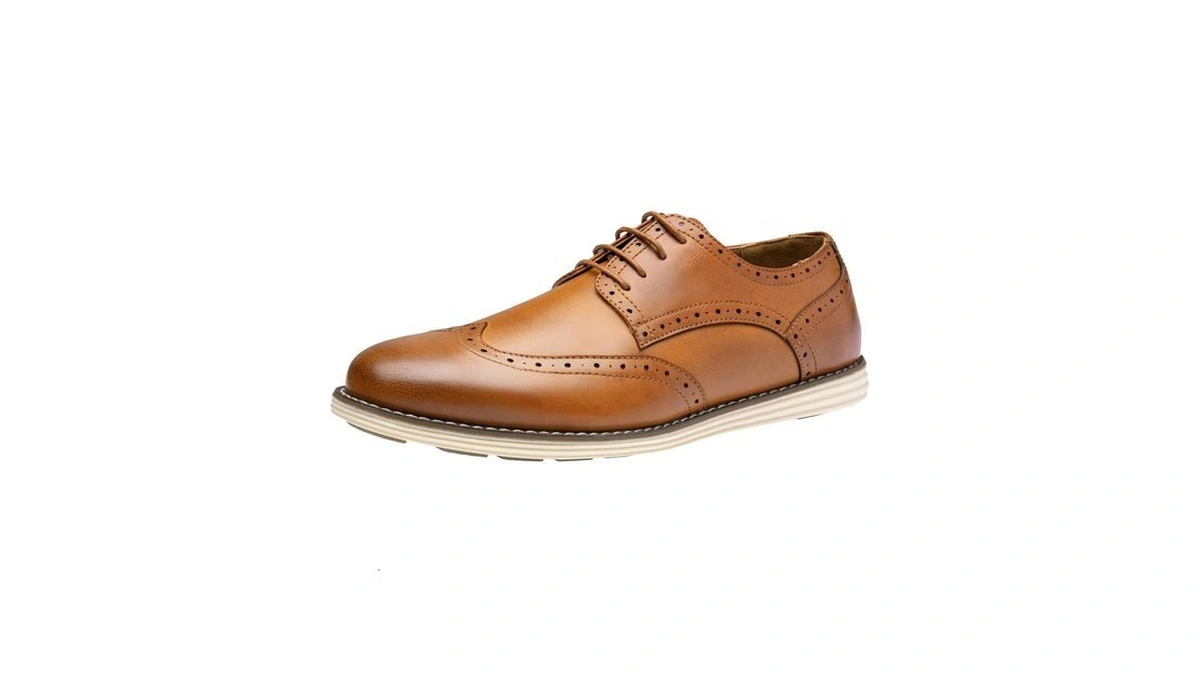 Vostey Mens Dress Shoes Casual Wingtip Oxford Shoes 617a Brown