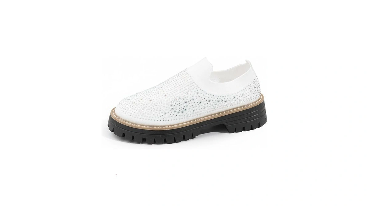 Women's Knit Rhinestone Platform Sock Sneakers Breathable Mesh Round Toe
