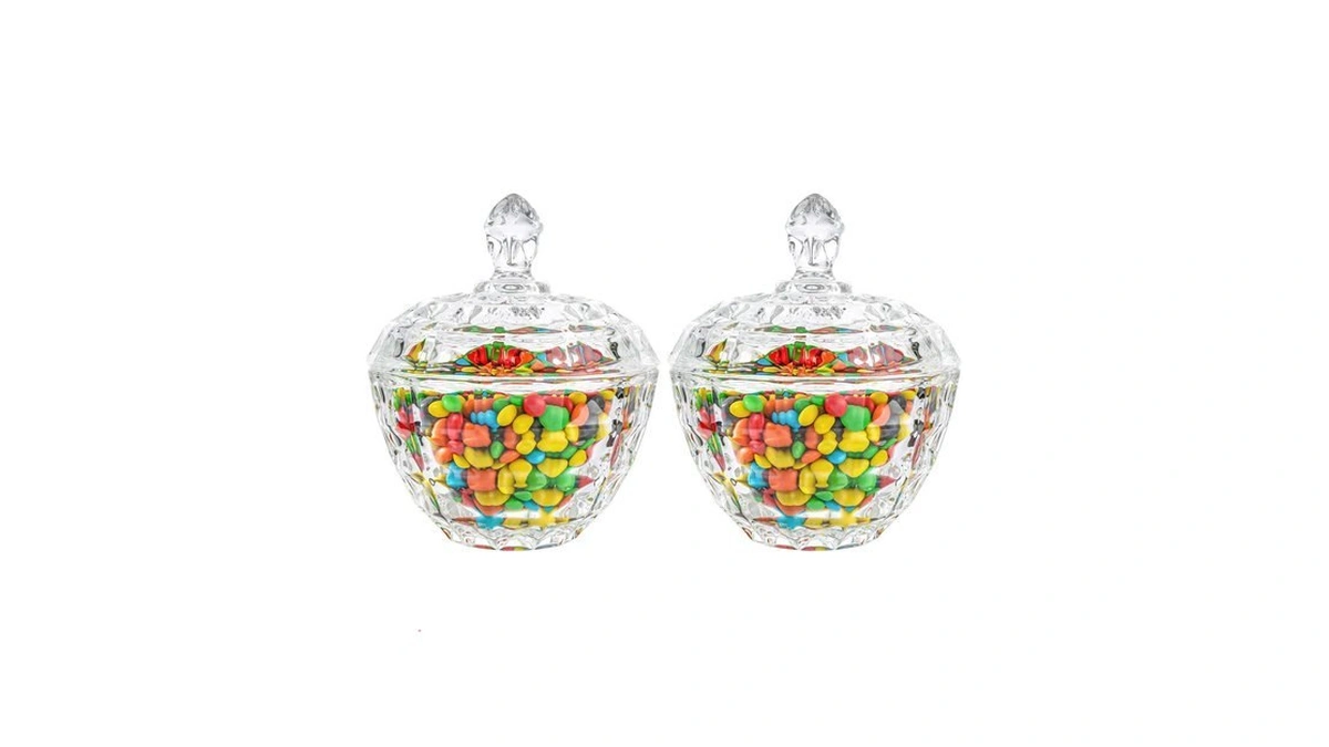 Comsaf 9oz Glass Candy Dish With Lid 2 Pack Small