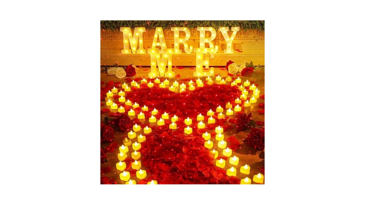 Hanaive 8128 Pcs Marry Me Light Up Letters Proposal Decorations