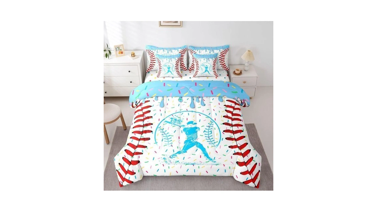 Erosebridal Ice Cream Baseball Queen Comforter Set With Sheets Baseball