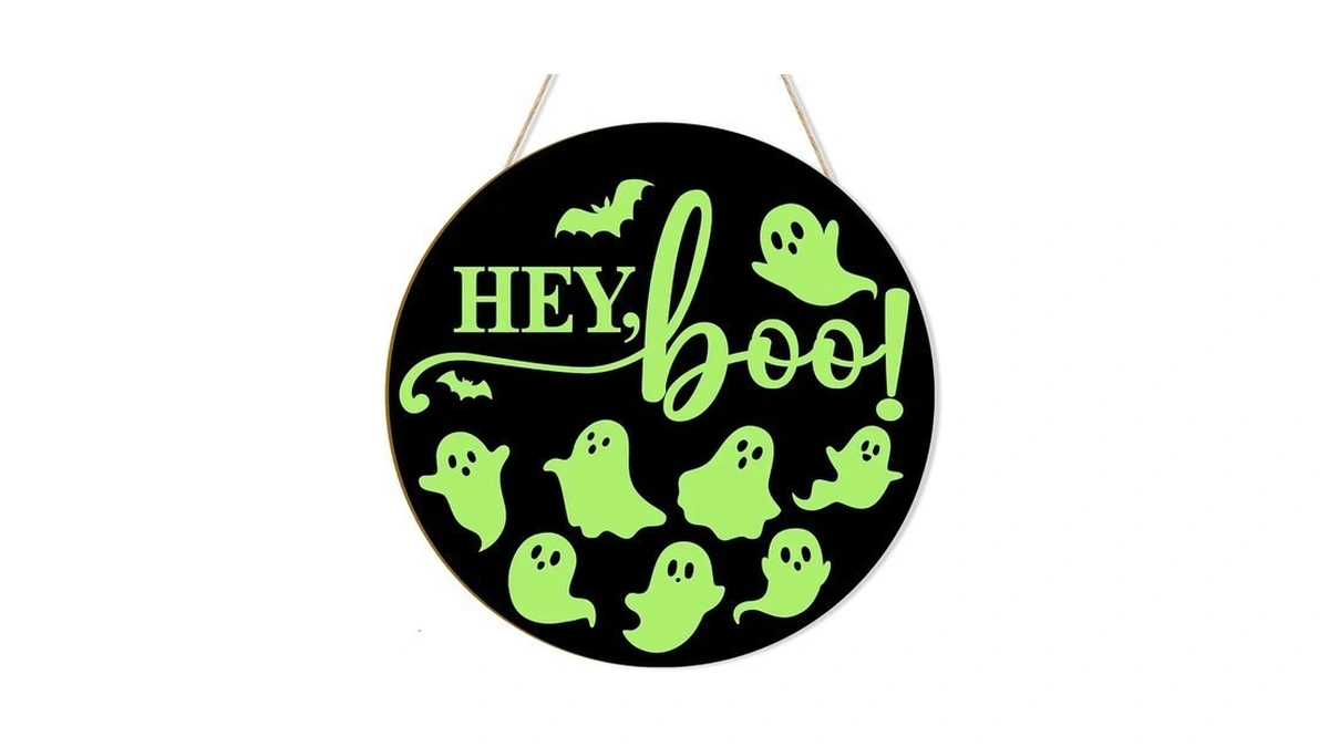 Halloween Decoration Wooden Ghost Door Wreath For Front Door Sign