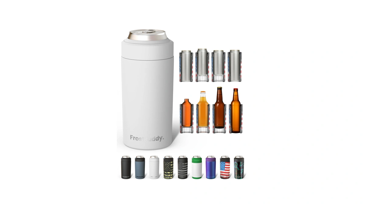 Frost Buddy Universal Can Cooler, Stainless Steel Can Insulator, Allwhite