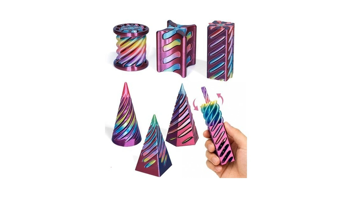 Gemmicho 6 Pack 3d Printed Fidget Toys, Impossible Cone Fidget
