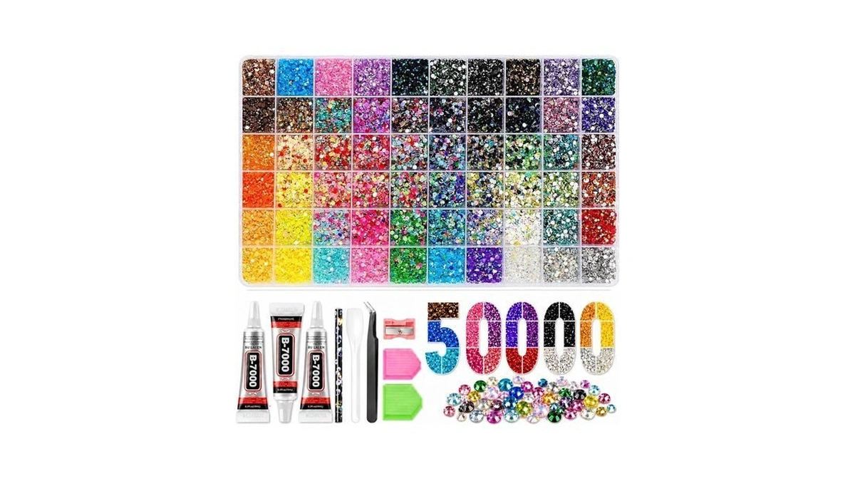50000pcs Ultimate Bedazzling Kit With Rhinestones, 60 Colors 3mm Flatback