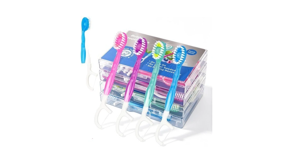 48 Pack Mini Disposable Toothbrushes, 5-in-1 Prepasted Travel Toothbrush With
