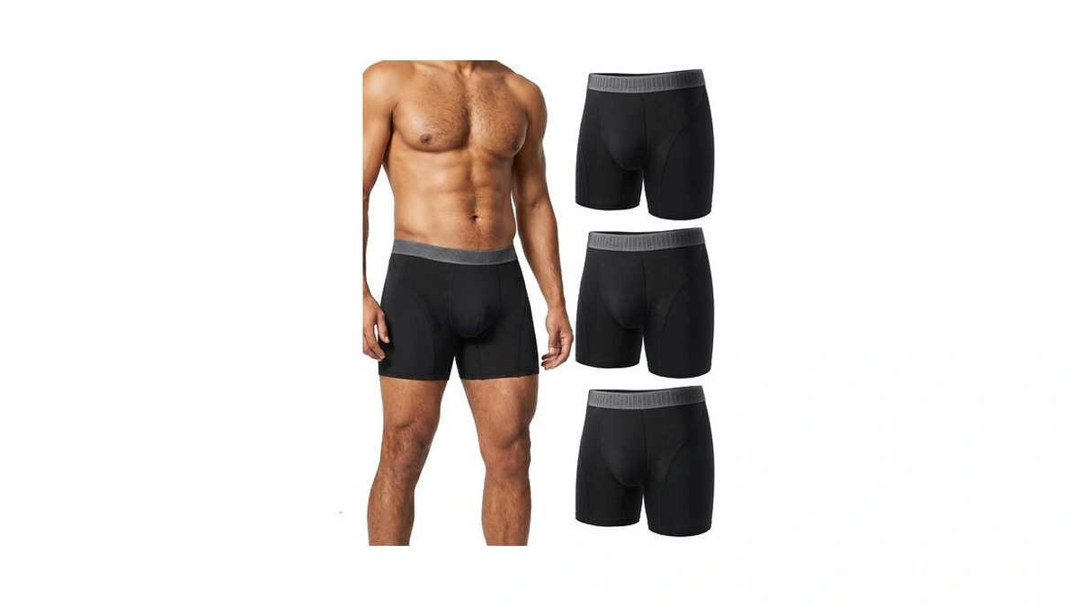 Trendoux Men's Modal Boxer Briefs 3-pack, Cooling Breathable Mesh Underwear