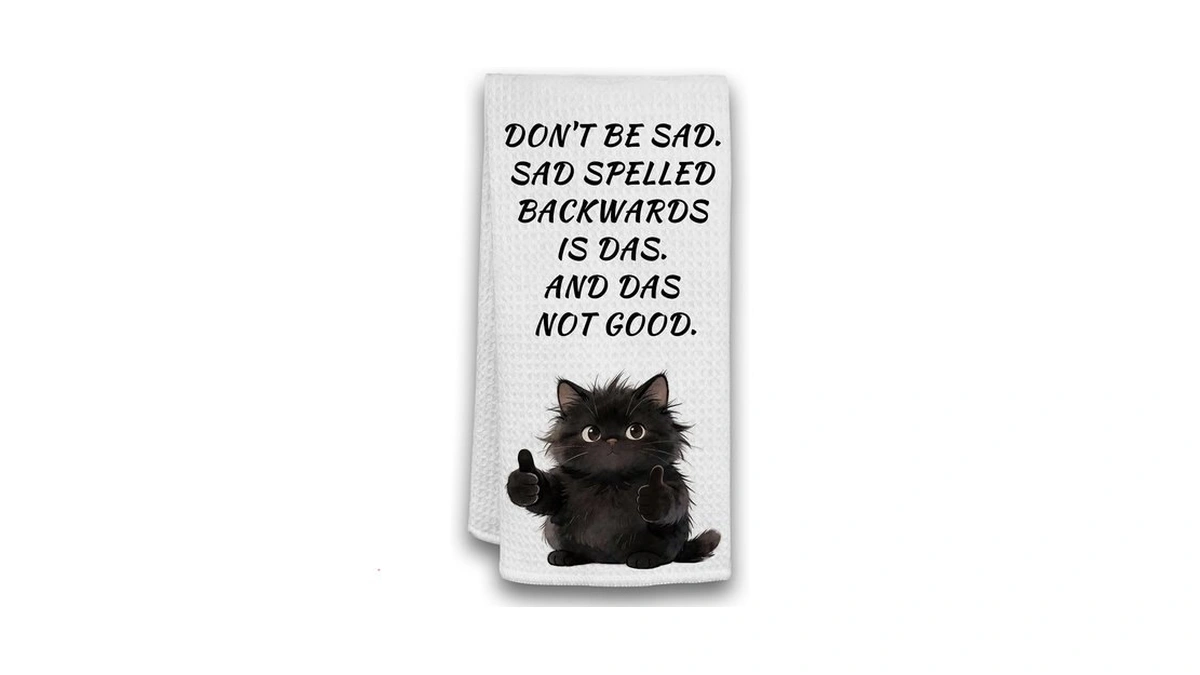 Jaubat Funny Black Cat Hand Towels - Don't Be Sad