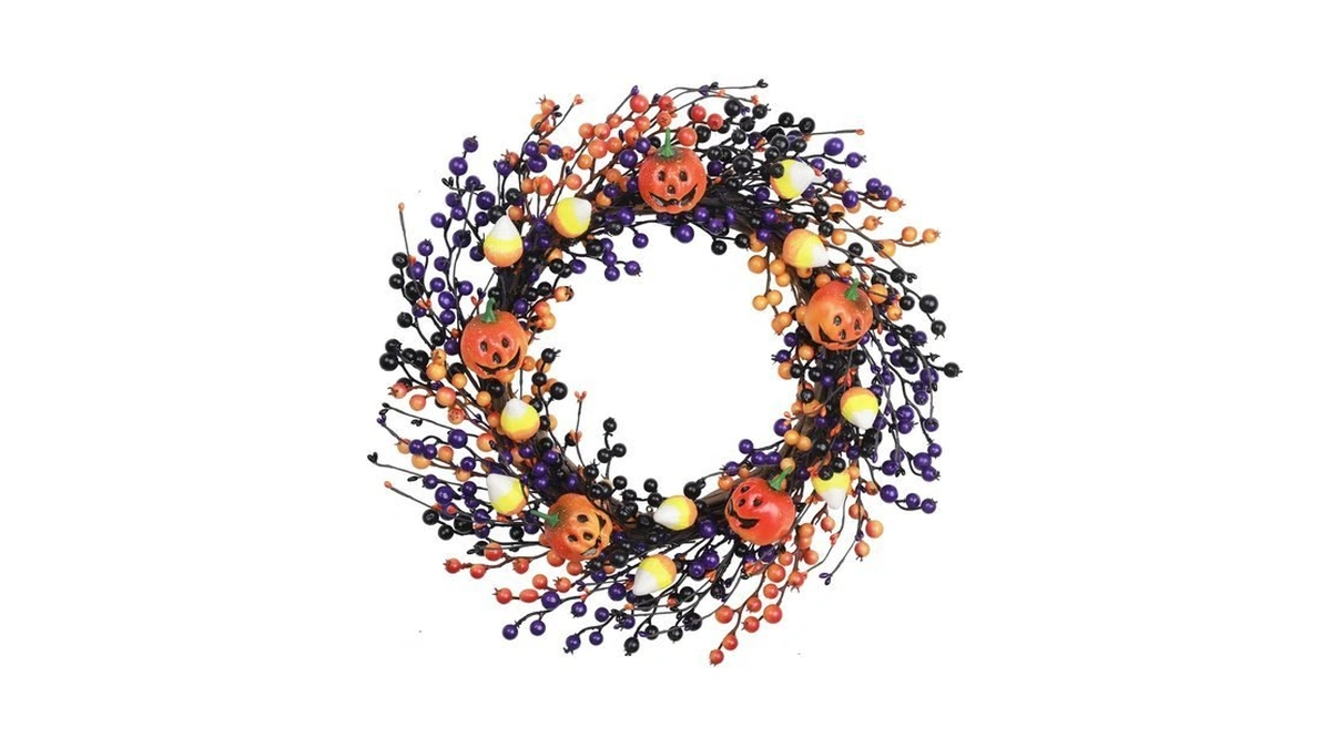 Dcqgcd 20" Halloween Wreaths For Front Door With Jack-o'-lanterns And