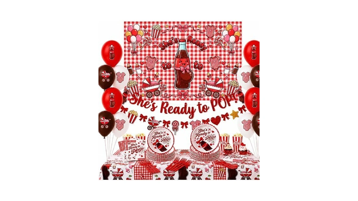 111pcs She's Ready To Pop Baby Shower Decorations, Soda Pop
