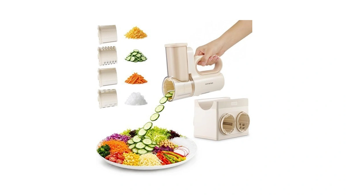 Artistop Hand‑held & Desktop Electric Cheese Grater 4‑in‑1 Slicer Shredder